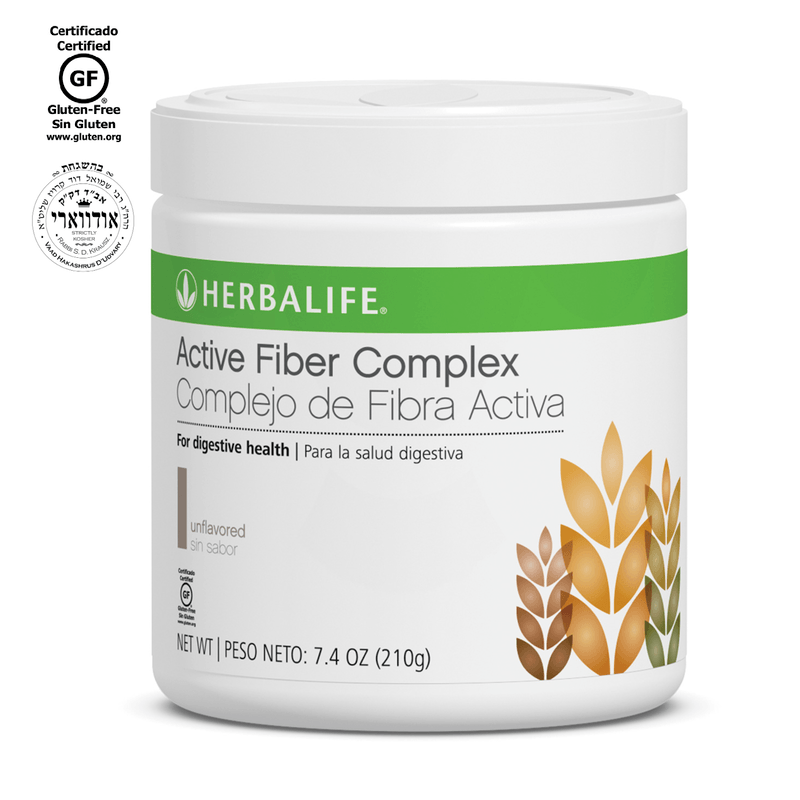 NaturalVive Active Fiber Complex container for digestive health, unflavored, gluten-free, 7.4 oz Herbalife product.