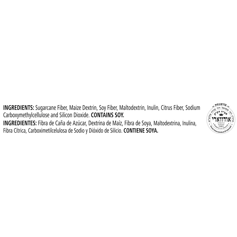 Ingredients list for NaturalVive Active Fiber Complex including sugarcane, soy, and citrus fiber.