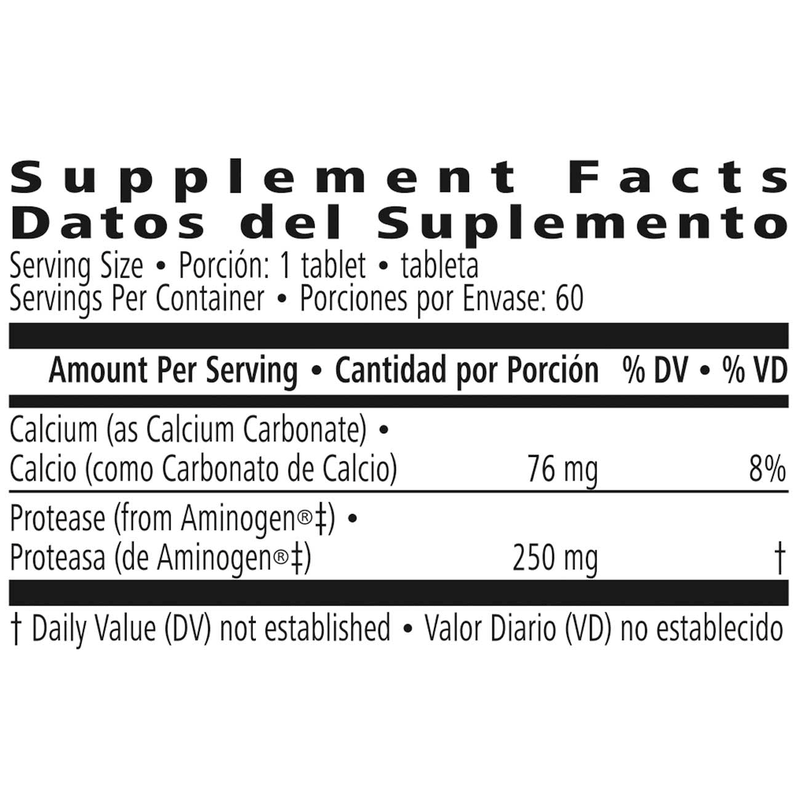 Supplement facts label for NaturalVive's Aminogen® with serving size and ingredient details.
