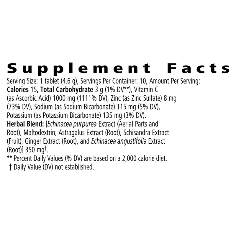Supplement Facts for NaturalVive Best Defense® dietary supplement, including vitamins and herbal blend ingredients.