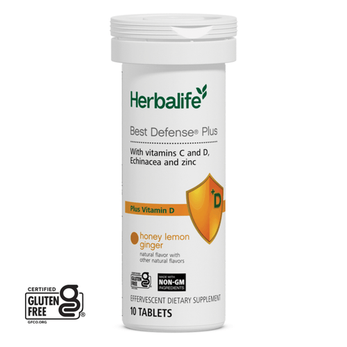 Herbalife Best Defense® Plus effervescent dietary supplement with vitamins C and D, Echinacea, and zinc.