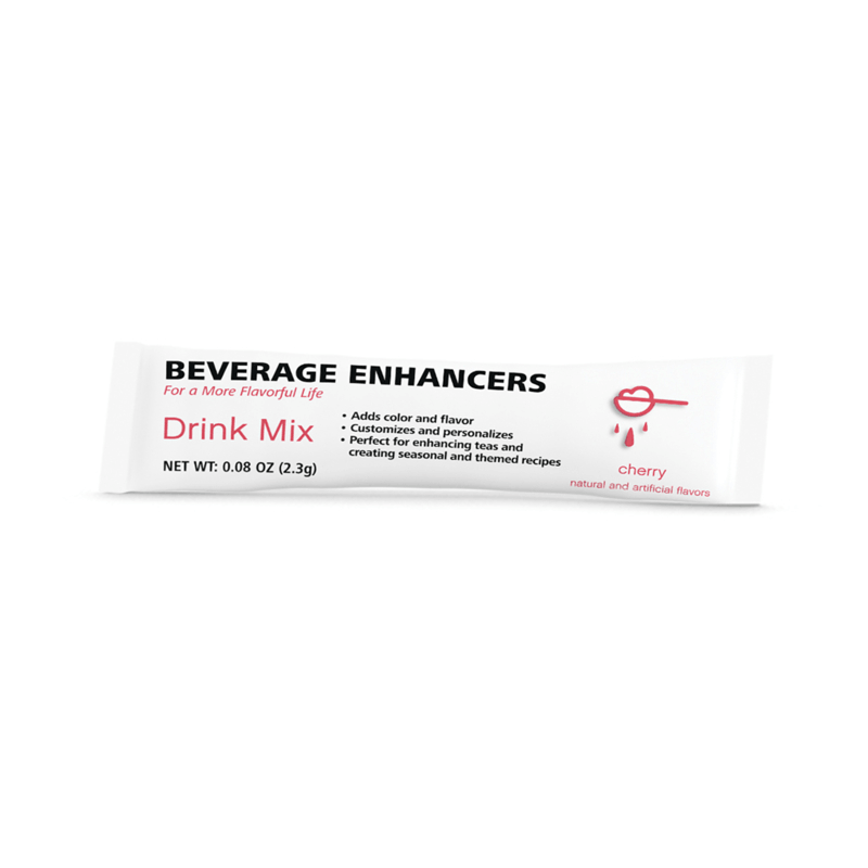 Beverage Enhancers Drink Mix packet in cherry flavor by NaturalVive for enhancing beverages with natural and artificial flavors.
