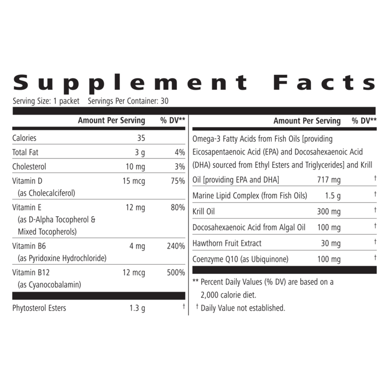 Supplement Facts for NaturalVive Core: Details on Omega-3, vitamins, and serving sizes.