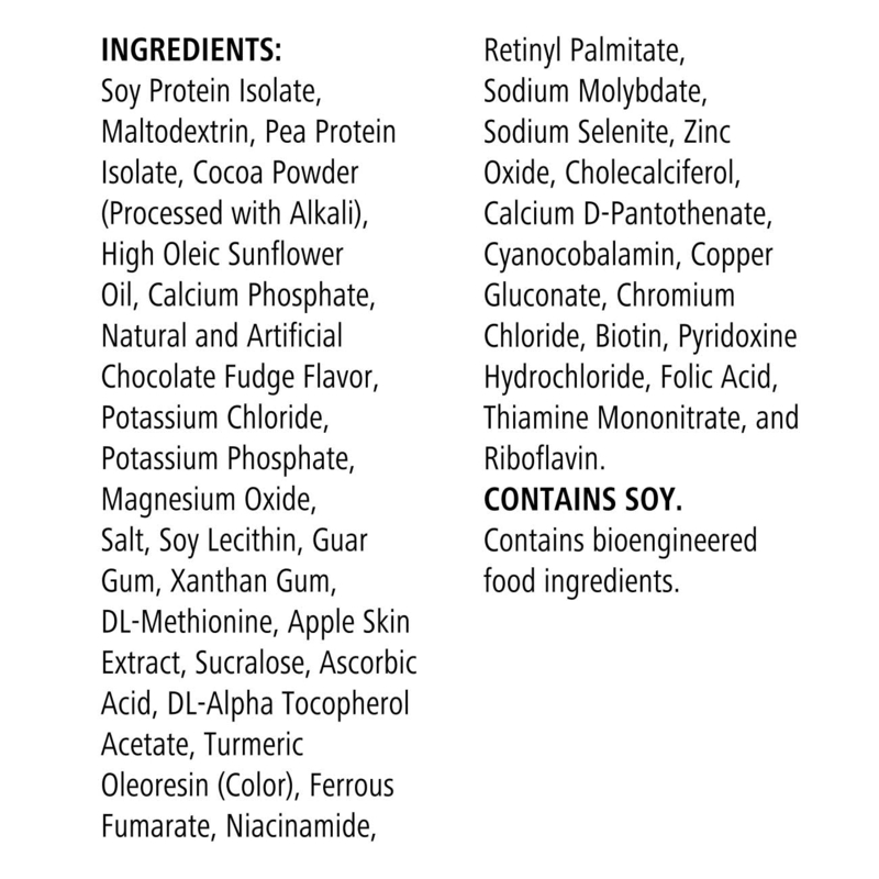 Ingredients list for NaturalVive's Formula 1 Instant Healthy Meal Nutritional Shake Mix: Instant Creamy Chocolate.