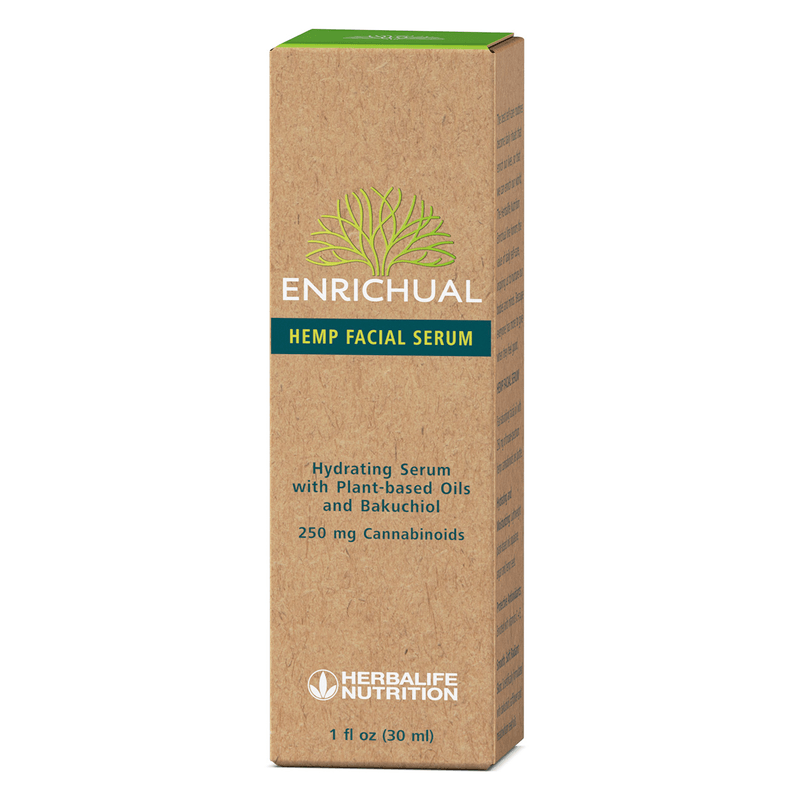 NaturalVive Hemp Facial Serum in eco-friendly packaging, 250 mg cannabinoids, hydrating plant-based oils and Bakuchiol.