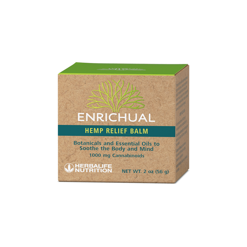 NaturalVive's Hemp Relief Balm box featuring botanicals and essential oils for soothing body and mind, 1000mg cannabinoids.