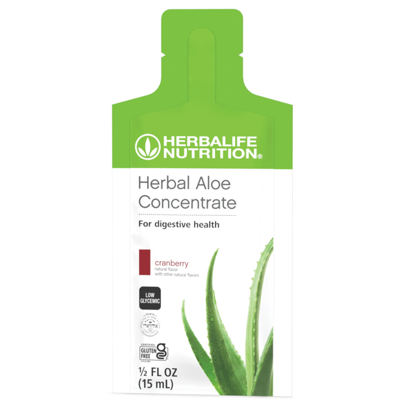 NaturalVive Herbal Aloe Concentrate single-serve packet for digestive health in cranberry flavor