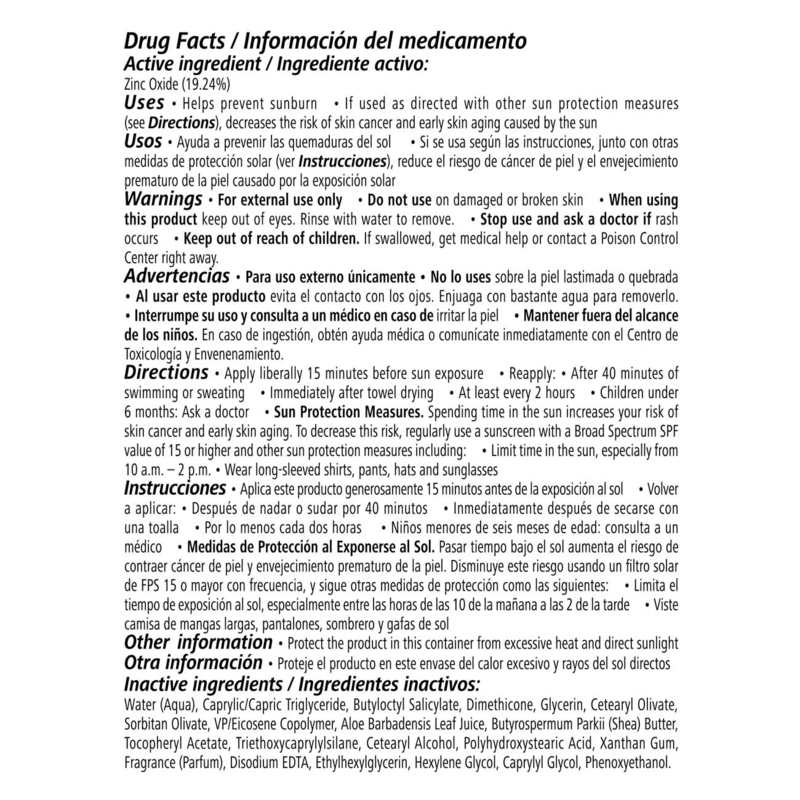 Herbal Aloe Face & Body Sunscreen Drug Facts and Ingredients List with Zinc Oxide as Active Ingredient