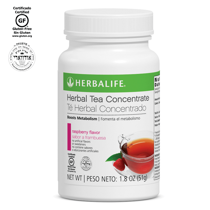 Herbal Tea Concentrate by Herbalife, Raspberry flavor, boosts metabolism, part of NaturalVive products.