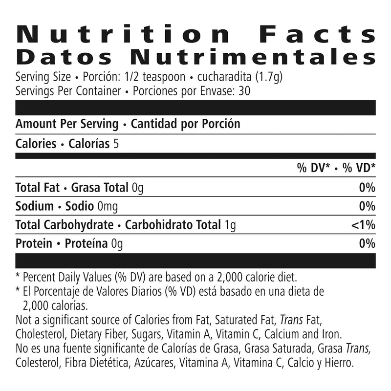 NaturalVive Herbal Tea Concentrate nutrition facts including calories, fat, sodium, carbohydrates, and protein per serving.