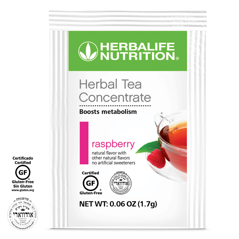 NaturalVive Herbal Tea Concentrate raspberry flavor packet boosts metabolism and revitalizes with low calories.