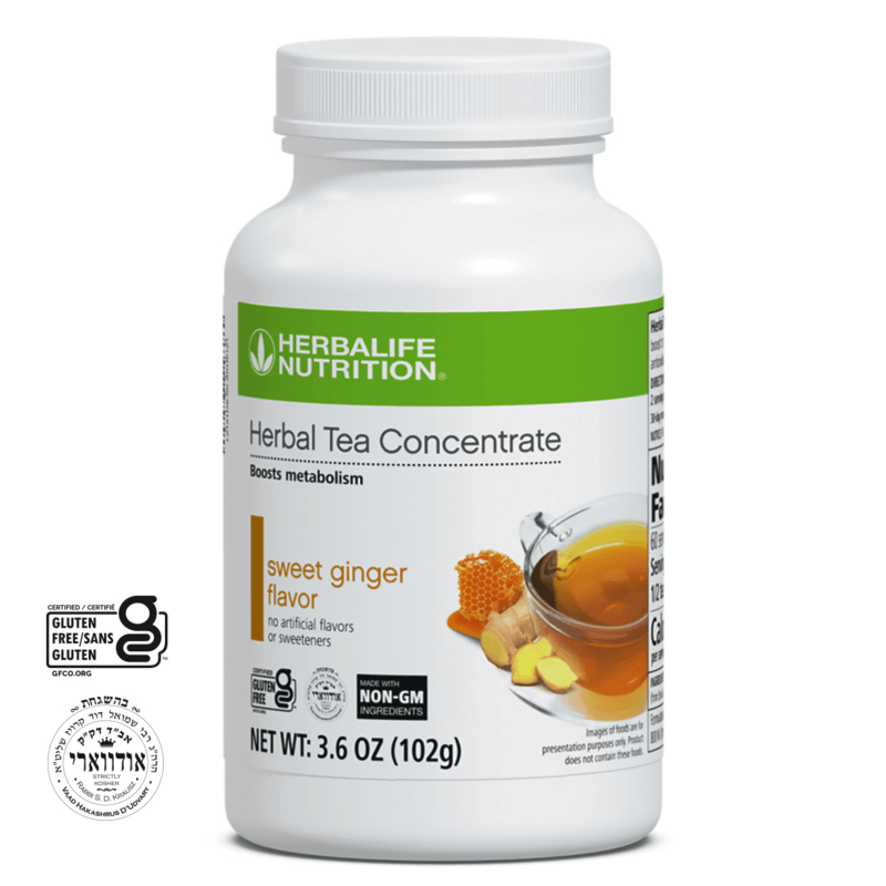 NaturalVive Herbal Tea Concentrate in sweet ginger flavor boosts metabolism with low-calorie benefits.