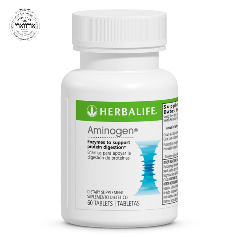 NaturalVive's Aminogen: 60 Tablets bottle, dietary supplement for protein digestion support.