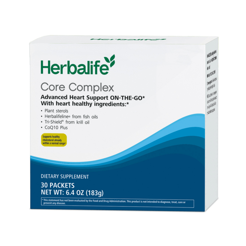 NaturalVive Core Complex dietary supplement box for heart health with 30 packets of advanced support.