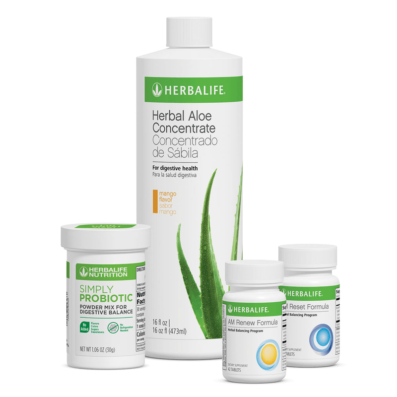 NaturalVive Digestive Health Program products including Herbal Aloe, Simply Probiotic, and All Renew Formula for digestive health.