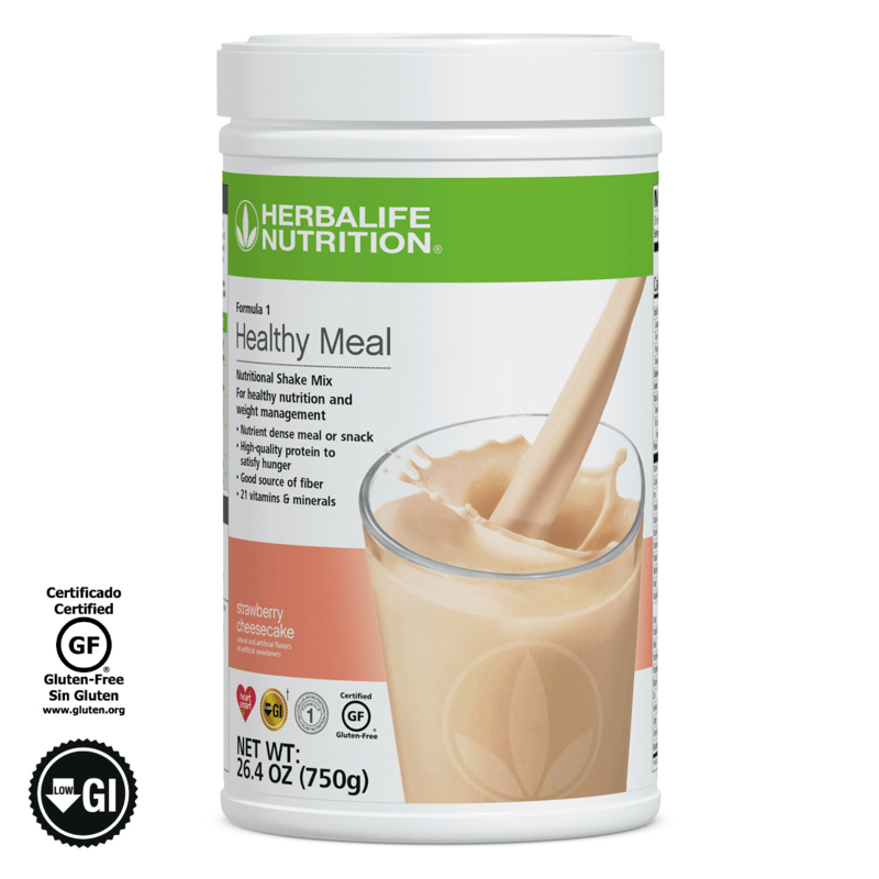 NaturalVive's Formula 1 Healthy Meal Nutritional Shake Mix in a container with a creamy shake being poured.