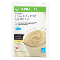 NaturalVive Formula 1 + PDM On The Go healthy meal packet with cookies 'n cream flavor.