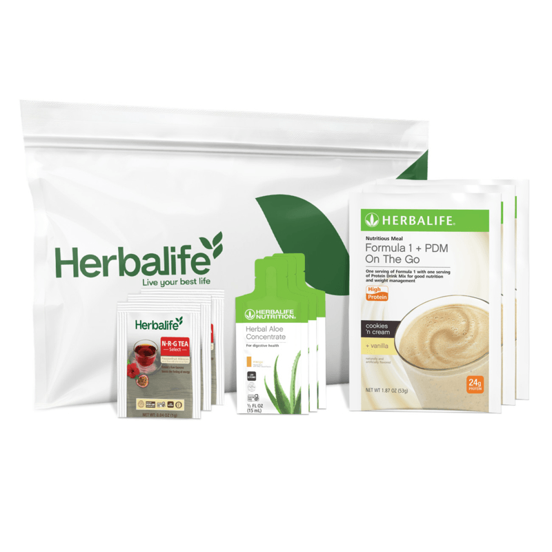NaturalVive MultiBurn™ 90-Day Kit including Herbalife products and weight-loss supplements in a clear bag.