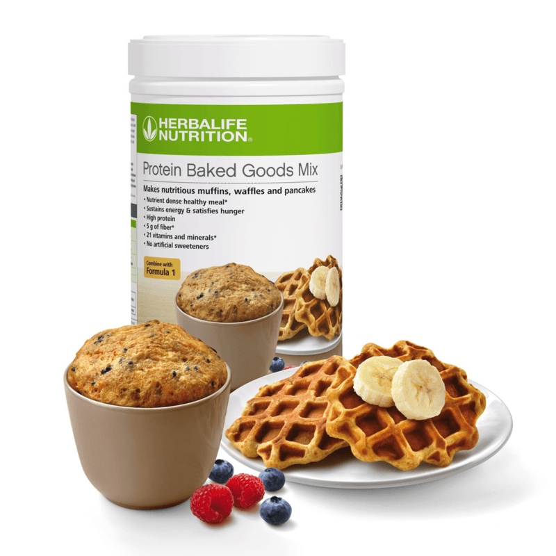 NaturalVive Protein Baked Goods Mix with muffins and waffles for nutritious meals and energy.