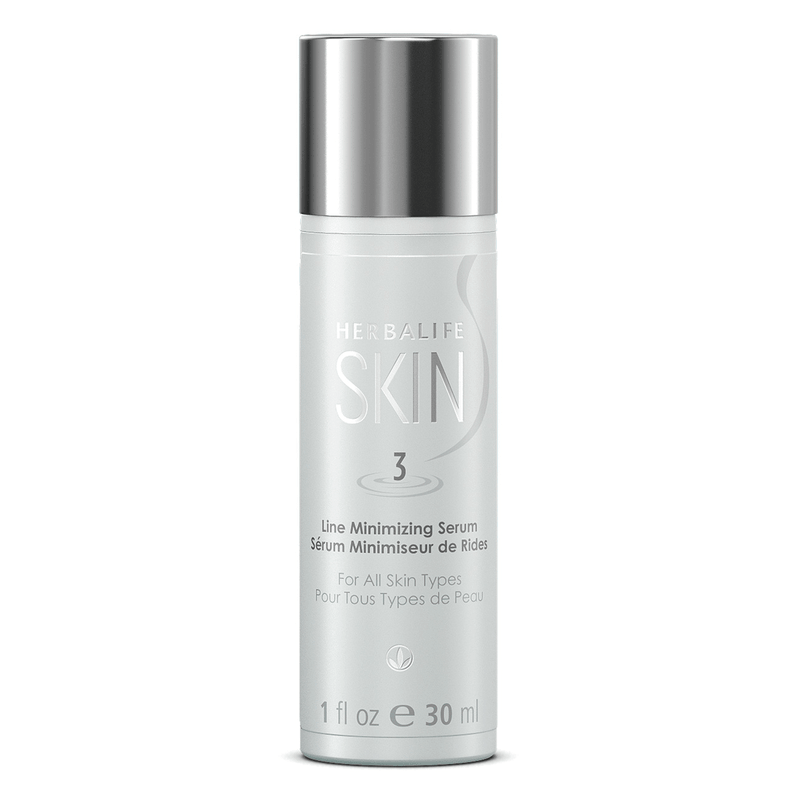 NaturalVive Line Minimizing Serum in a sleek bottle for reducing lines and enhancing skin glow.