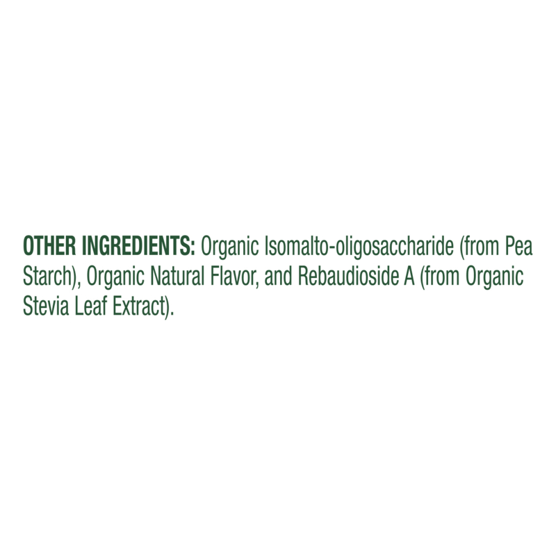 Ingredients list for NaturalVive's HERBALIFE V Plant-Based Greens Booster including organic starch, flavors, and stevia.