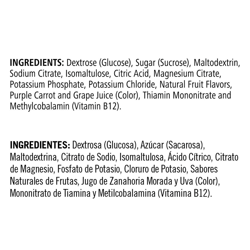 Herbalife24 CR7 Drive ingredients list including natural fruit flavors and vitamins for enhanced hydration and performance.