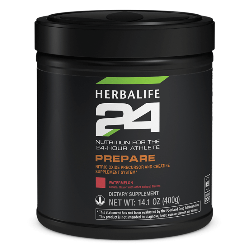 Herbalife24 Prepare dietary supplement container in Watermelon flavor for athlete nutrition support.