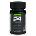Herbalife24 Restore dietary supplement bottle for combating exercise-induced inflammation, 30 capsules.