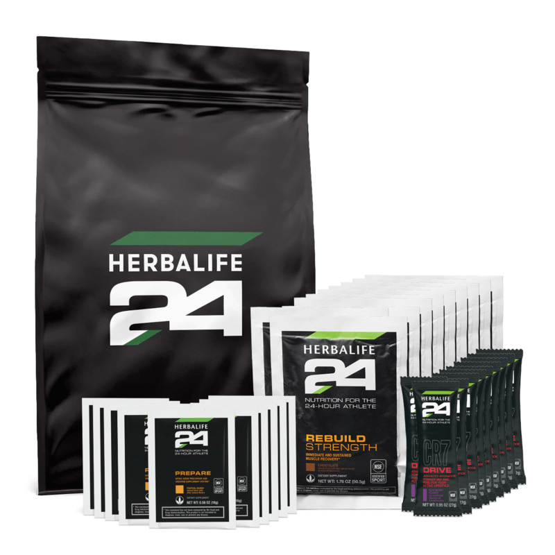 NaturalVive's Workout On-the-Go Kit with Herbalife24 products for fitness training and recovery.