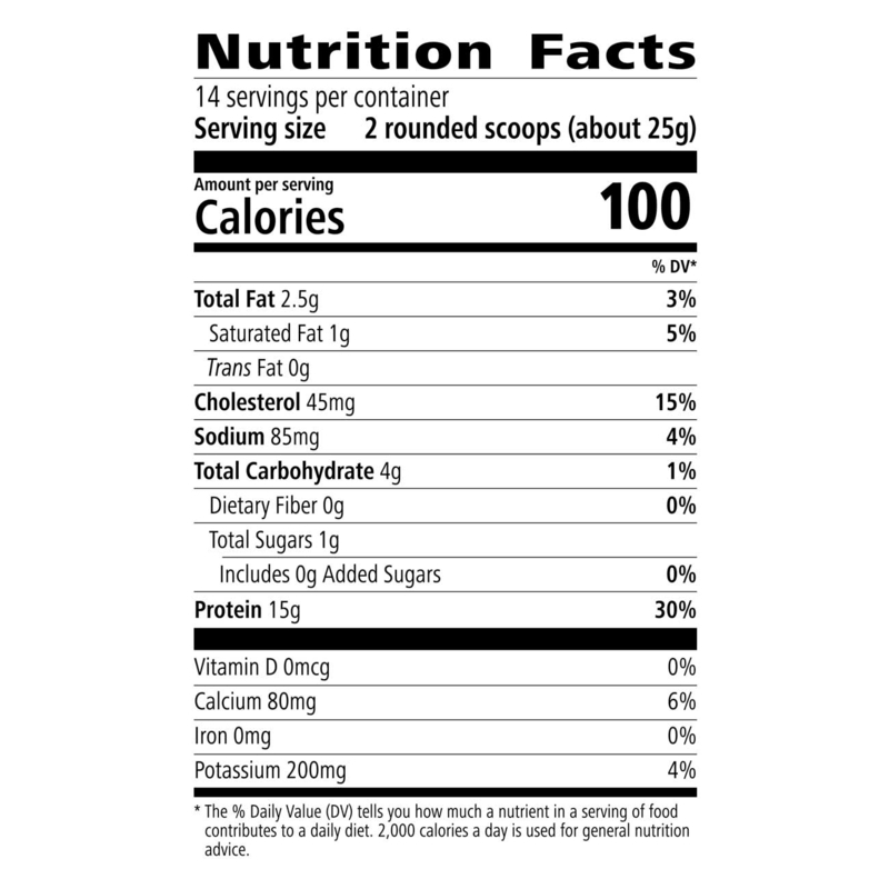 Nutrition facts label for NaturalVive High Protein Iced Coffee showing calories, fats, carbohydrates, and protein content.