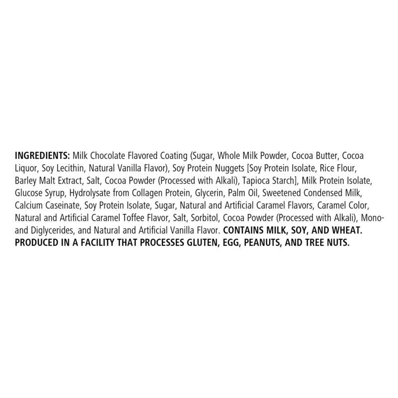 Ingredients list for NaturalVive Protein Bites including milk chocolate coating and protein sources.