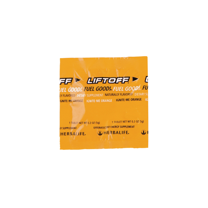 NaturalVive Liftoff® effervescent dietary supplement in orange flavor packet for an energy boost.