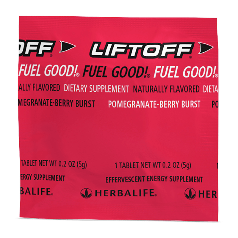 NaturalVive Liftoff® Pomegranate-Berry Burst dietary supplement single-serve packet packaging