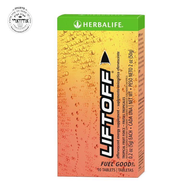 NaturalVive Liftoff® effervescent energy supplement box with vibrant orange and green design.