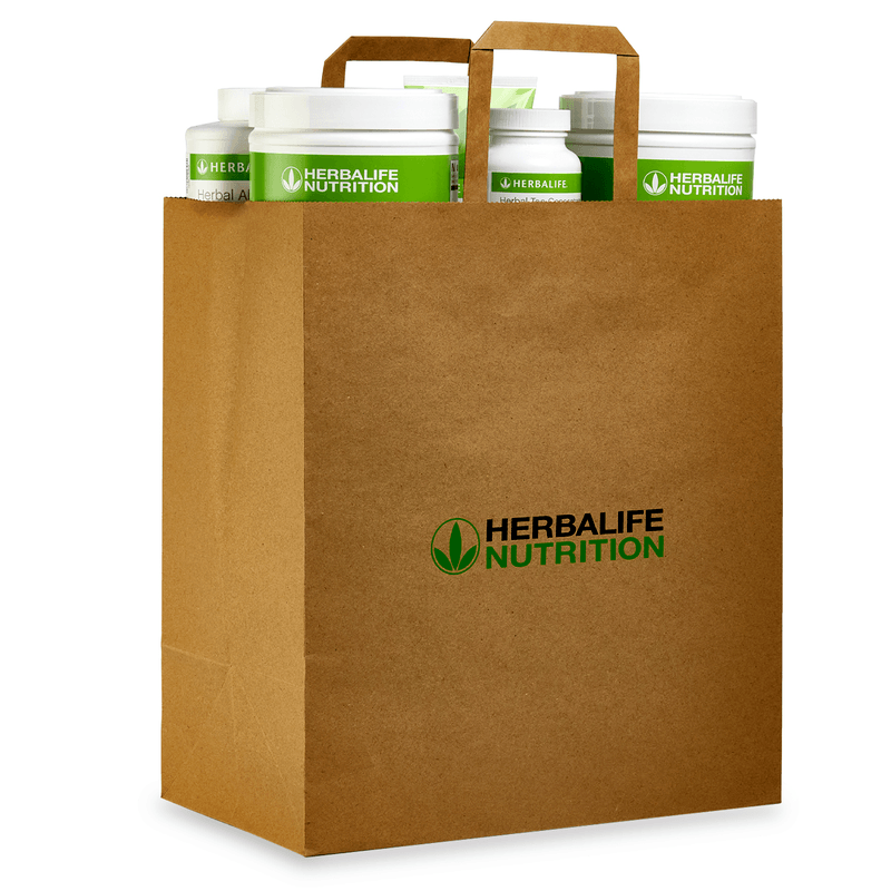 NaturalVive Herbalife Nutrition paper bag containing Herbalife products, eco-friendly design, set of 10.