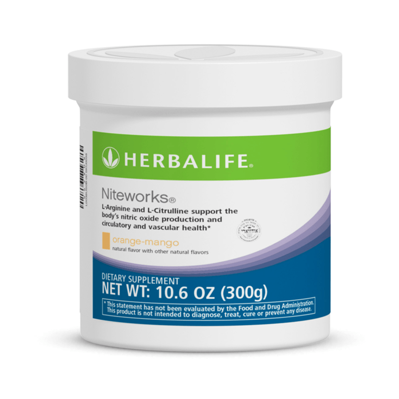 NaturalVive's Niteworks® dietary supplement container for heart and vascular health with orange-mango flavor.