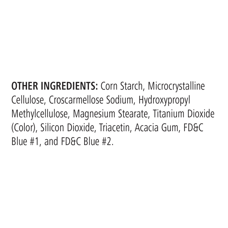 Ingredients list for NaturalVive's Prelox Blue including Corn Starch, Cellulose, and FD&C Blue #1 & #2.