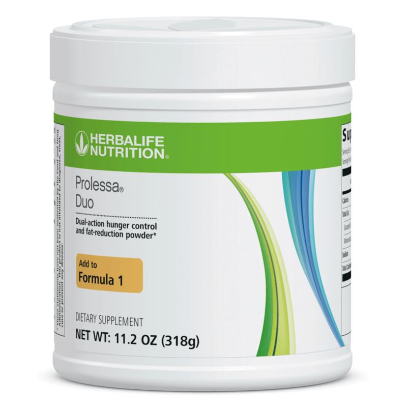 NaturalVive Prolessa® Duo supplement container for dual-action hunger control and fat reduction.