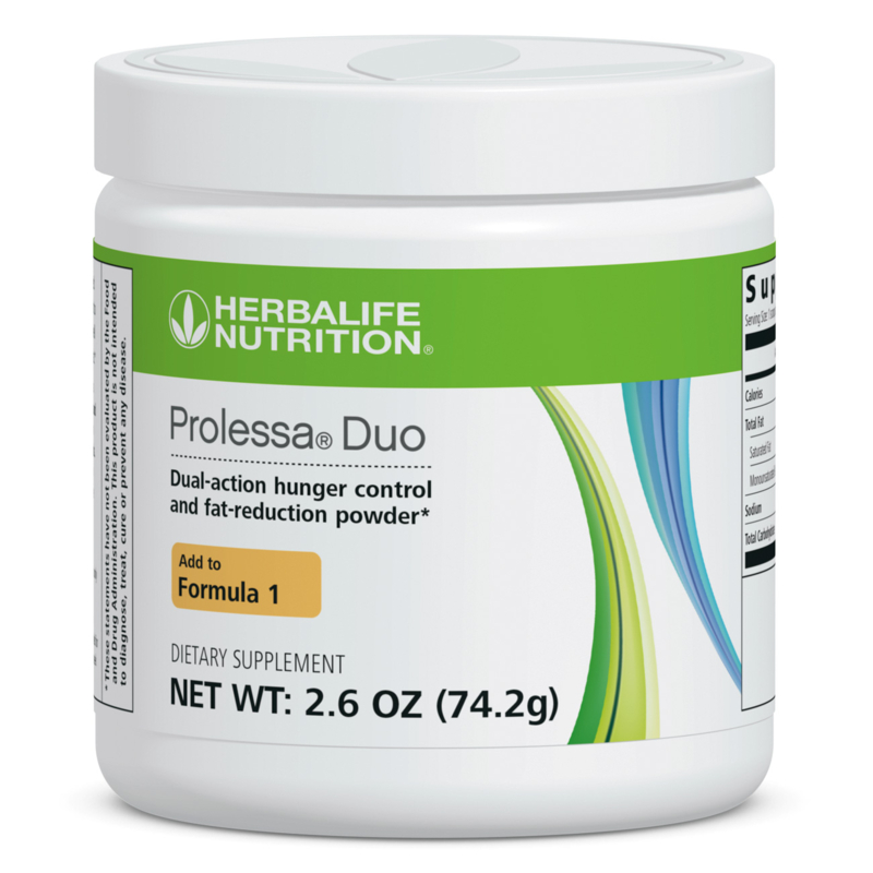 NaturalVive Prolessa® Duo dietary supplement powder for hunger control and fat reduction.