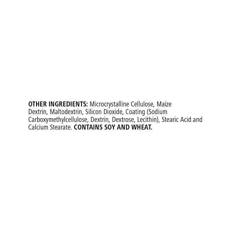 Ingredient list for NaturalVive Total Control® including microcrystalline cellulose, soy, and wheat.